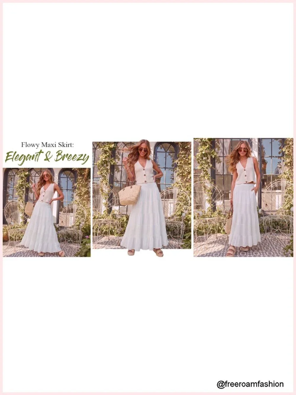 Women's Chiffon A-Line Maxi Skirt - High Waist Elastic Boho Pleated Flowy
